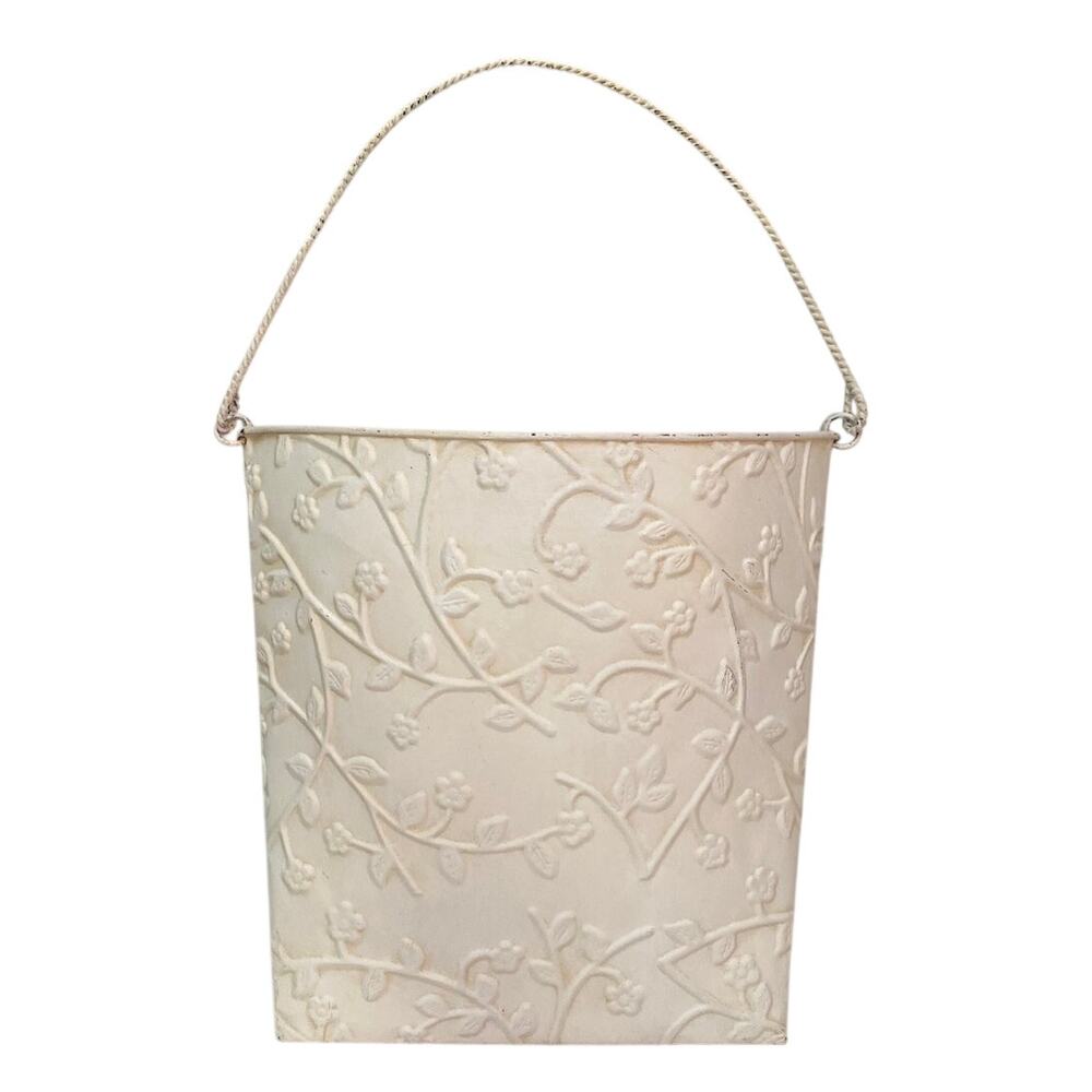 Shabby Chic Pressed Tin Flower Hanging Bucket Floral Southern Living at Home